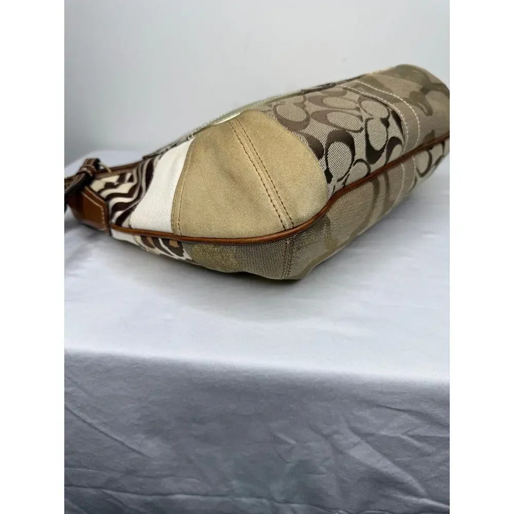 Coach Ergo Patchwork Hobo Bag 10808 Y2K Signature Jacquard Zebra Leopard Purse